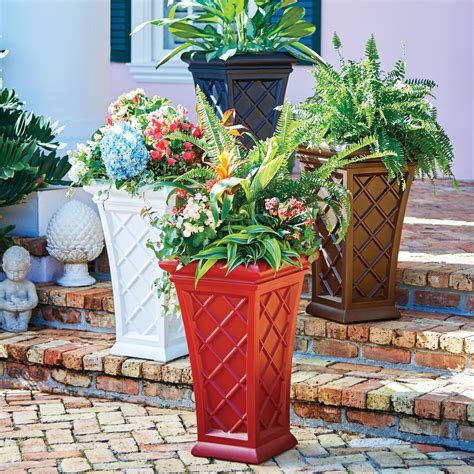Mont Clair Self Watering Tall Planter 28 Decorative Outdoor Planters