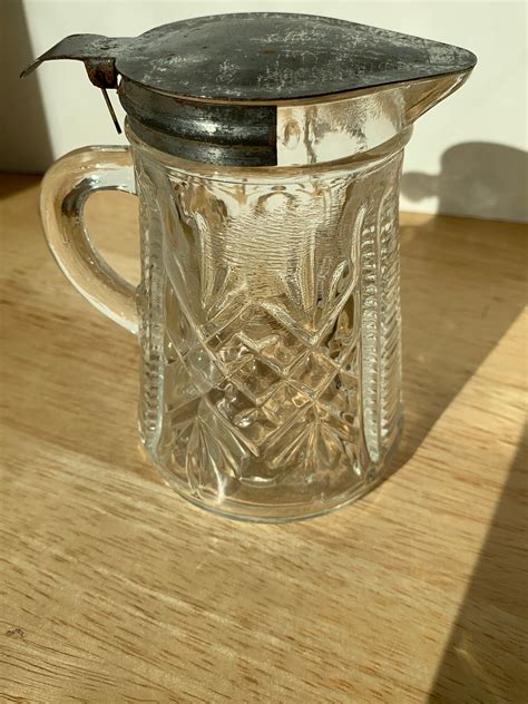 Vintage Embossed Glass Syrup Dispenser