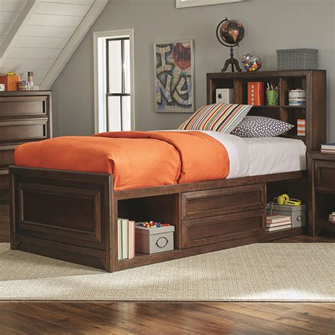 Greenough Twin Bed With Bookcase Storage 400820 Silver State Furniture