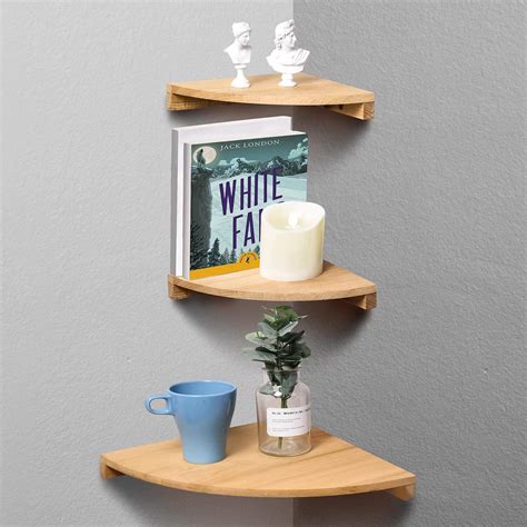 Buy Corner Wall Shelf Set Of 3 Solid Beech Wood Floating Shelves Wall