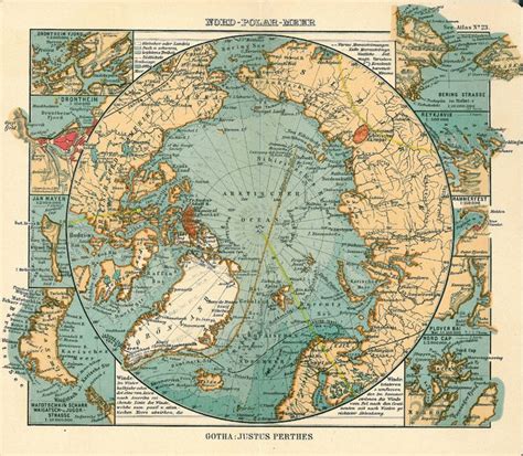 Ártico Mapas Geográficos De Ártico Arte Con Mapas Mapas Antiguos