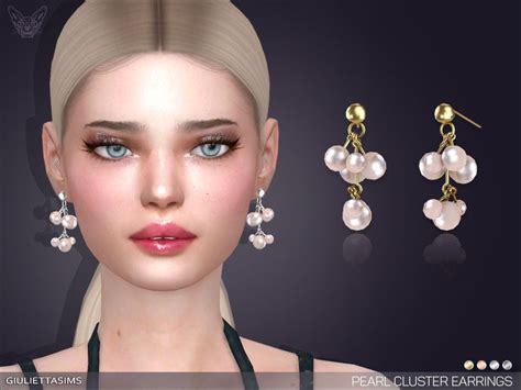 Sims 4 — Pearl Cluster Drop Earrings By Giuliettasims — 4 Swatches