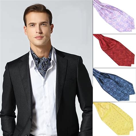 Mens Classic Colorful Silky Satin Wedding Banquet Necktie Cravat Ascot