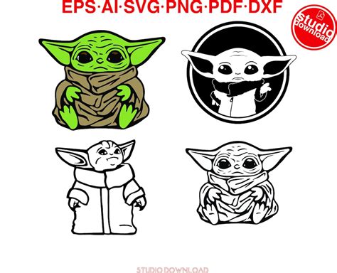 Baby Yoda Eps Vector Cut Files For Cricut And Silhouette Etsy UK