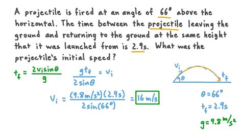 Question Video Calculating A Projectiles Initial Speed Nagwa