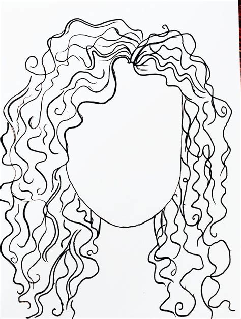A Drawing Of A Womans Face With Curly Hair