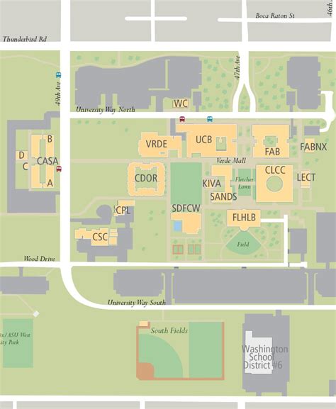 Asu West Campus Map Map Of The Usa With State Names