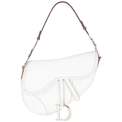 Christian Dior White Leather Saddle Handbag At 1stdibs