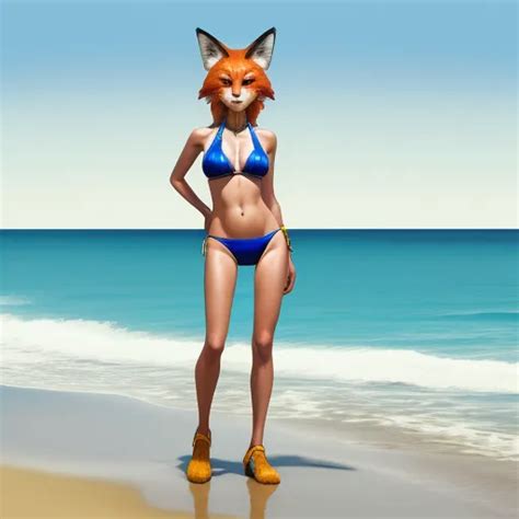 K Image Foxwoman Wearing A Bikini And Standing On The