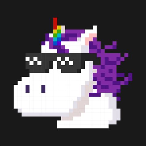 Pixelated Unicorn With Shades Magical Rainbow Pixel T Shirt T
