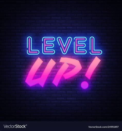 Level Up Neon Sign Gaming Design Template Vector Image