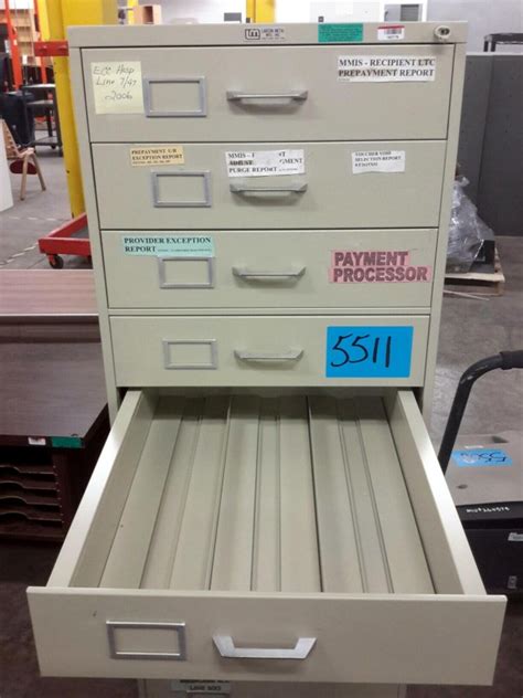 These specific types of cabinets are often made in their own unique sizes and designs in order to accommodate dense storage for paper or cardboard contents. iBid Lot # 5511 - Index Card Size File Cabinet