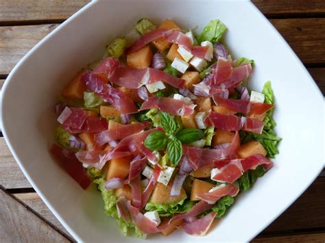 Salade au jambon cru melon sucrine et féta