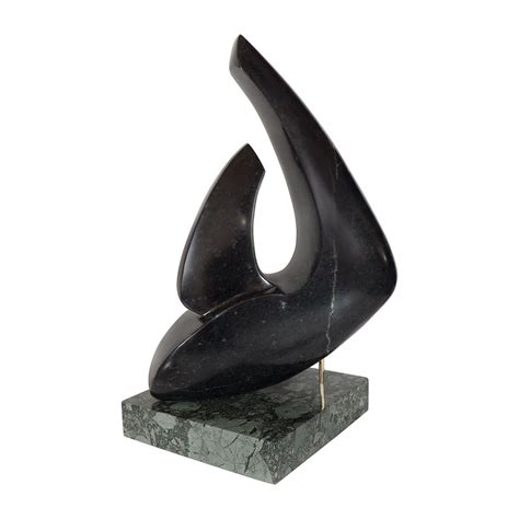 Large Abstract Marble Sculpture On A Green Marble Base Les