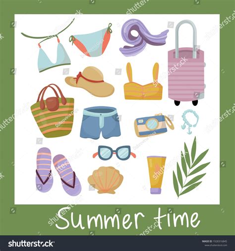 Summer Clothing Set Beach Accessories Vector Stock Vector Royalty Free
