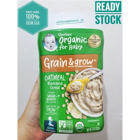 Jual Gerber Organic For Baby Grain And Grow Oatmeal Banana Cereal 2nd