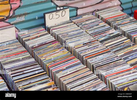 Used Cds For Sale At Flea Market Stock Photo Alamy