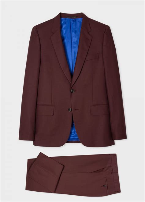 The Soho Mens Tailored Fit Burgundy Wool Suit Colour Label Mens