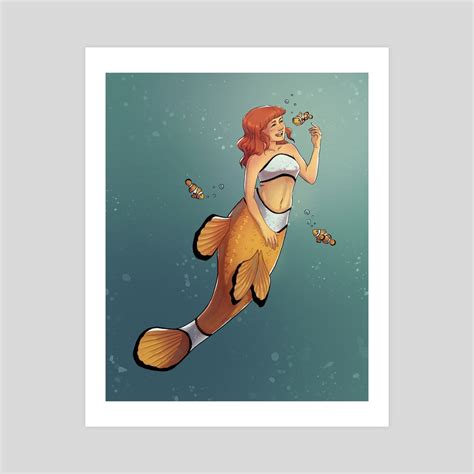 Clownfish Mermaid An Art Print By Dafina Maloku Inprnt