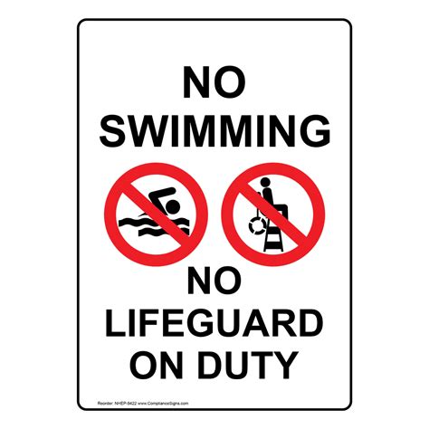 Vertical Sign Lifeguarding No Swimming No Lifeguard On Duty