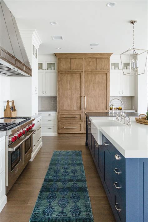 The most common natural wood blue material is wood & nut. Blue, white, natural wood kitchen. | Home decor kitchen ...