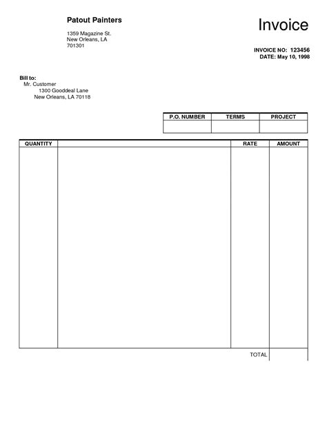 Blank Invoice Template Blank Invoices Nutemplates Blank Billing Invoice Scope Of Work Template
