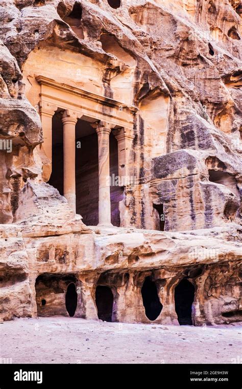 The Triclinium At Siq Al Barid Or Little Petra In Jordan Stock Photo