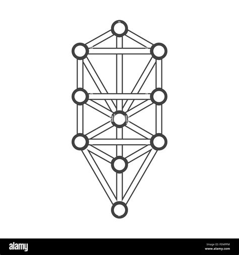 Vector Black Outline Tree Of Life Illustration Kabbalah Diagram