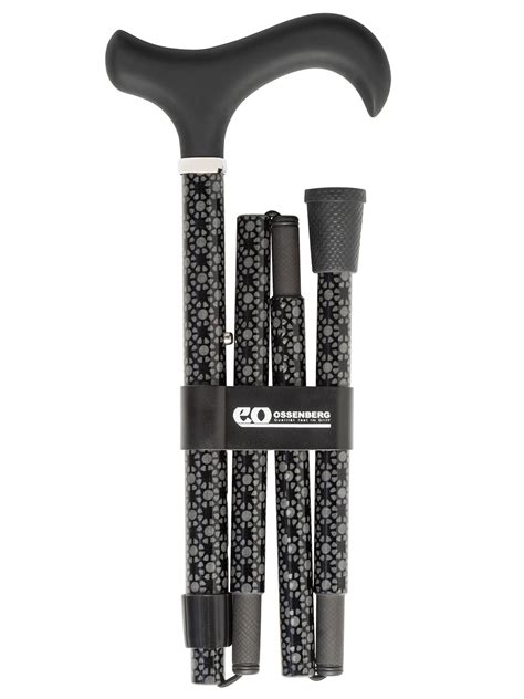 Foldable Carbon Walking Stick In Greyblack Patterned With Derby Grip