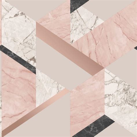 Marblesque Pink And Rose Gold Marble Geo Wallpaper Fd42303