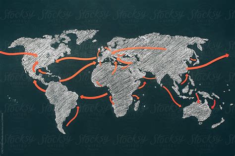 World Map With Arrows Global Migration By Stocksy Contributor
