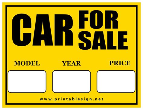 For Sale Sign Car Printable Printable World Holiday