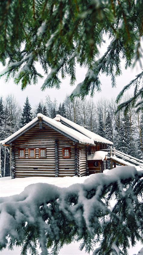 Wallpapers For Galaxy Snowy Christmas Log Cabin