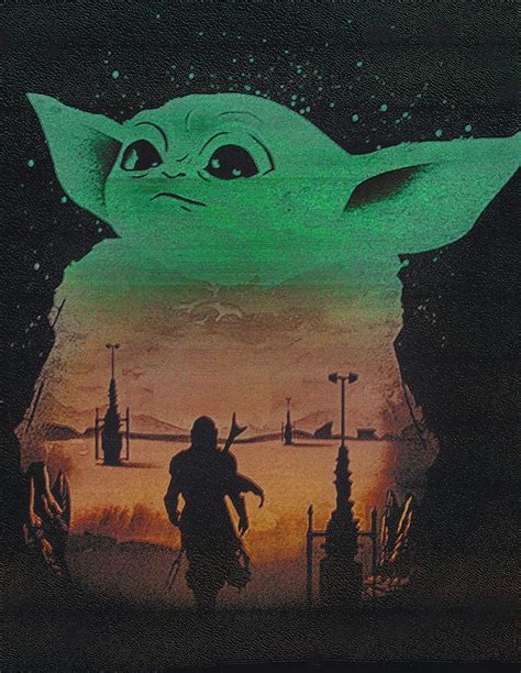 Baby Yoda Mandalorian Metal Painting Poster Star Wars Spray