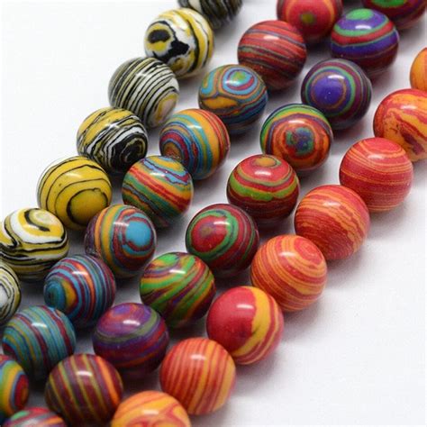 Marble Glass Beads Striped Glass Beads Assorted Beads Mix Faux Malachite Beads 8mm Beads Set