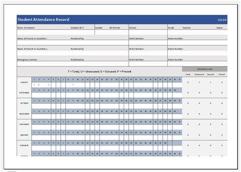 Student Attendance Record Excel Template Excel Templates