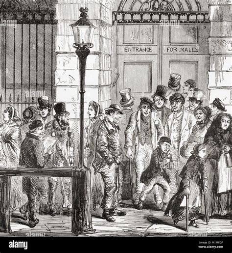 Poor People Waiting At A Hospital Door In Early 19th Century London