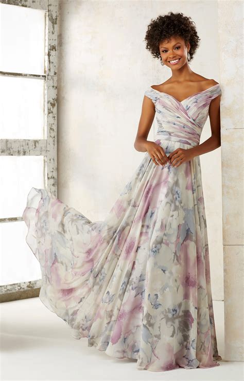 For amazing & variety collection of bridal dresses contacts us. Mori Lee Bridesmaid 21523 - Off Shoulder Chiffon Dress