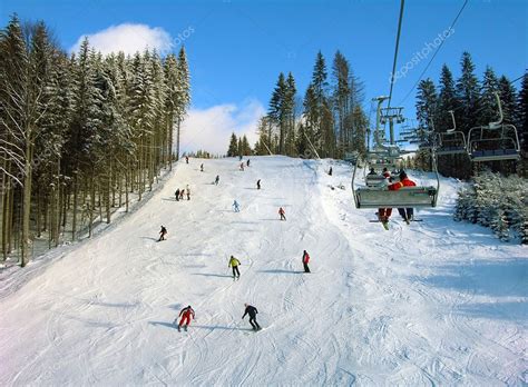 Ski Track In Carpathian Mountains Stock Photo By ©karnizz 1393062