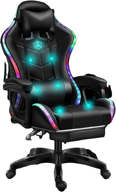uelegans gaming chair with led lights massage ergonomic computer desk chair swivel chair high