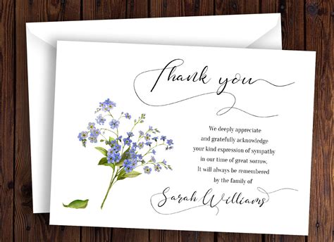 Funeral Thank You Card Template Sympathy Acknowledgement Card Sympathy