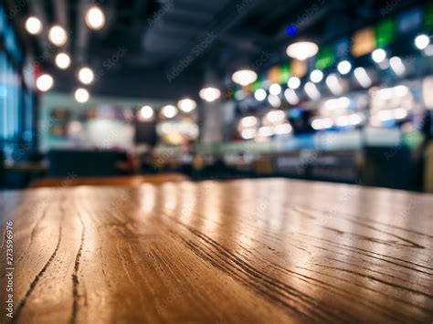 Table Top Wooden Counter Blur Bar Cafe Restaurant Background Photos