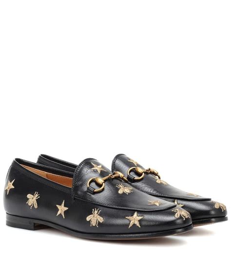 Gucci Jordaan Loafers With Star And Bee Embroidery Gucci Jordaan