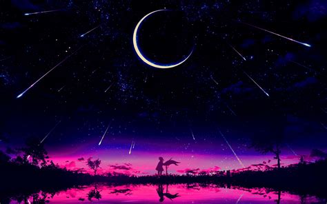 1280x800 Resolution Cool Anime Starry Night Illustration 1280x800