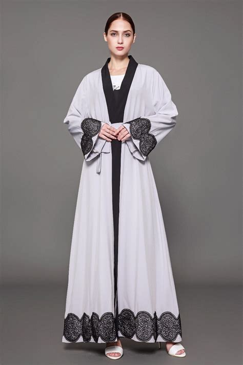 5xl Elegant Muslim Abaya Dress Lace Cardigan Long Robes Kimono Jubah