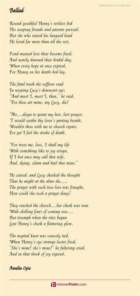 Ballad Poem By Amelia Opie