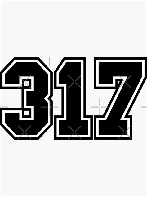 317 Area Code Zip Code Location Black And White Sticker For Sale By