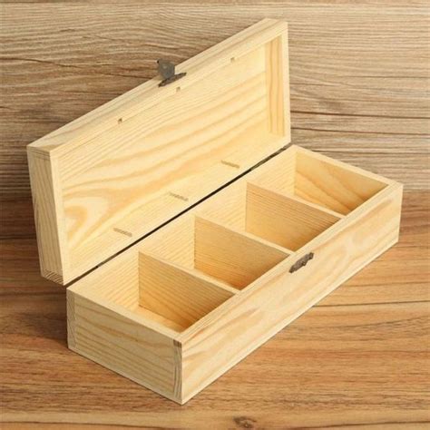 Wooden Storage Box Tea Organizer 4 Compartments Wooden Tea Box
