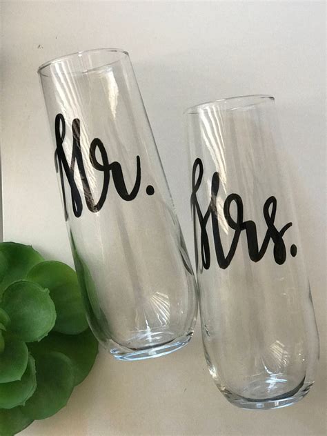 Toasting Flutes Mr And Mrs Champagne Flutes Bride And Etsy