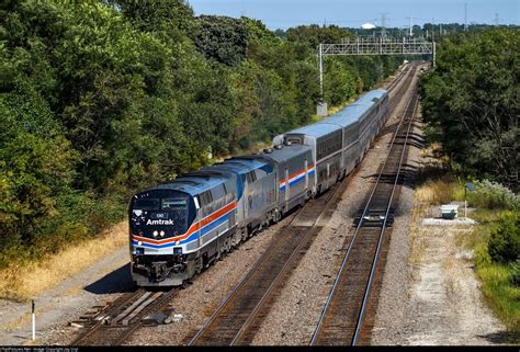 Railpicturesnet Photo Amtk 130 Amtrak Ge P42dc At Lisle Illinois By